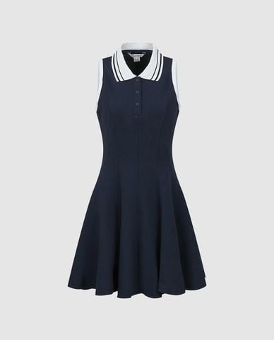  URBAN REVIVO - Đầm polo mini sát nách dáng xòe 