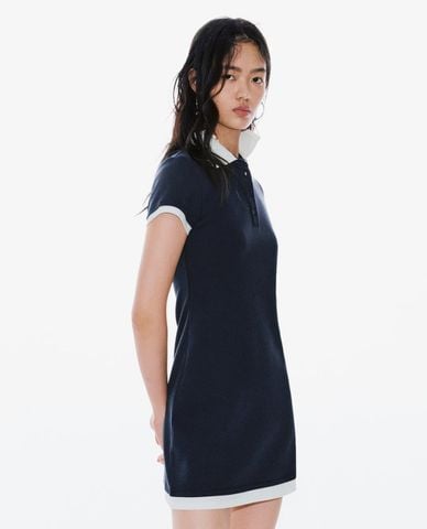  URBAN REVIVO - Đầm polo mini tay ngắn phối viền 