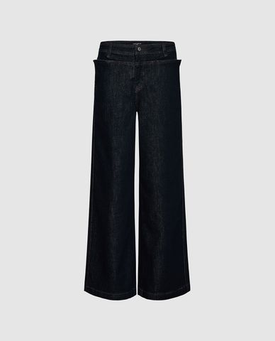  URBAN REVIVO - Quần jeans nữ ống rộng thời thượng 