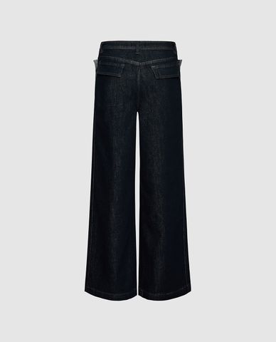  URBAN REVIVO - Quần jeans nữ ống rộng thời thượng 