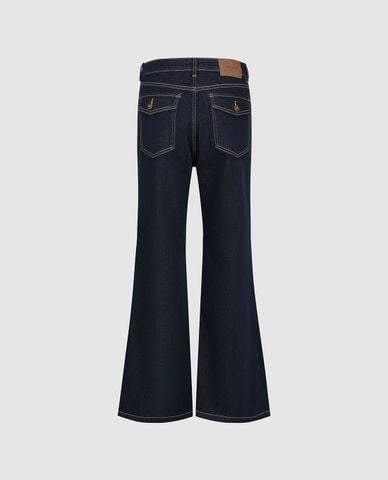  URBAN REVIVO - Quần jeans nữ ống loe cạp cao 