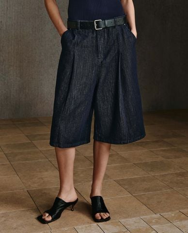  URBAN REVIVO - Quần short jeans nữ kèm thắt lưng 