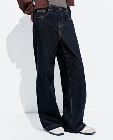  URBAN REVIVO - Quần jeans nữ ống rộng hiện đại 