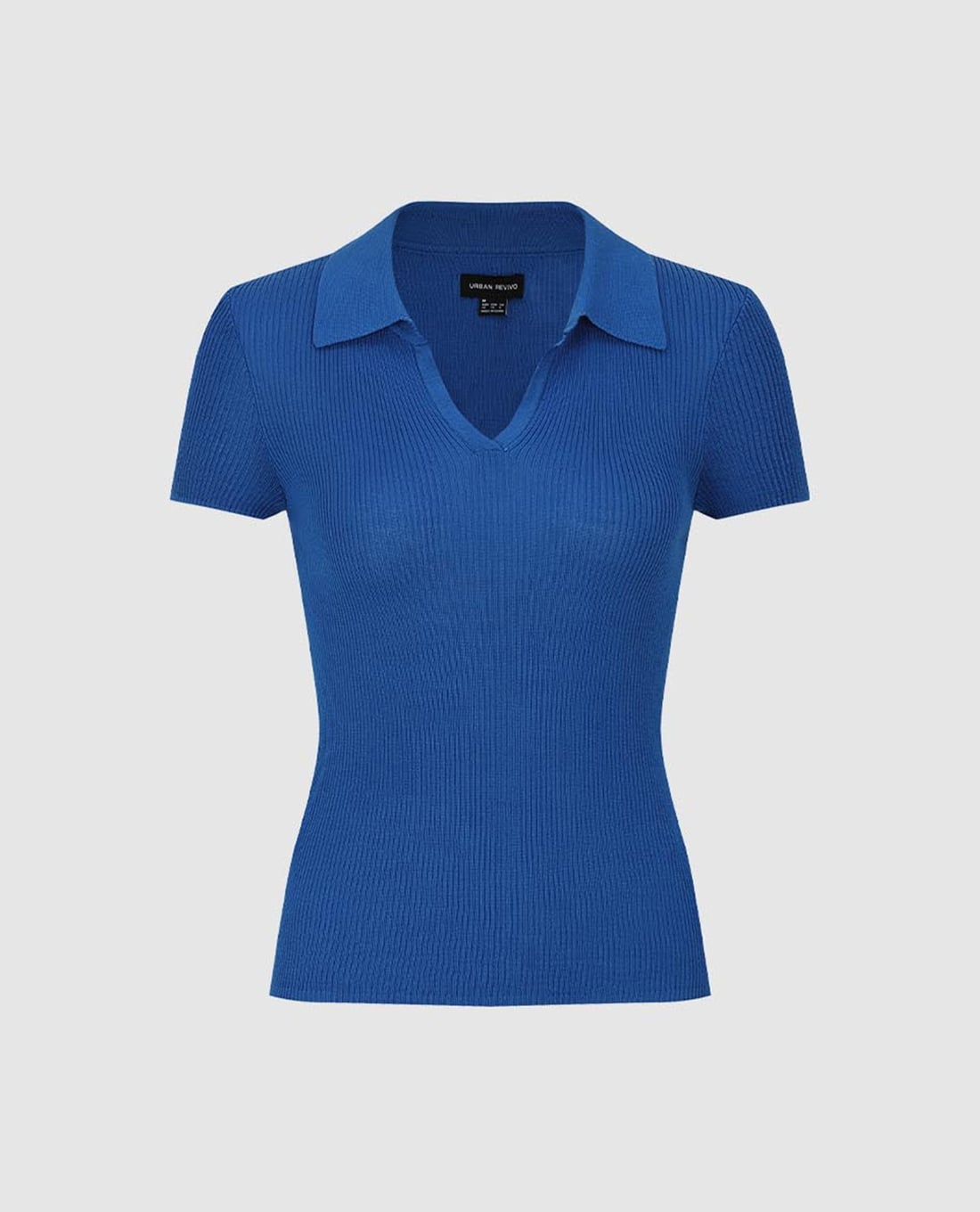 URBAN REVIVO - Áo polo nữ dệt kim cổ V phom ôm