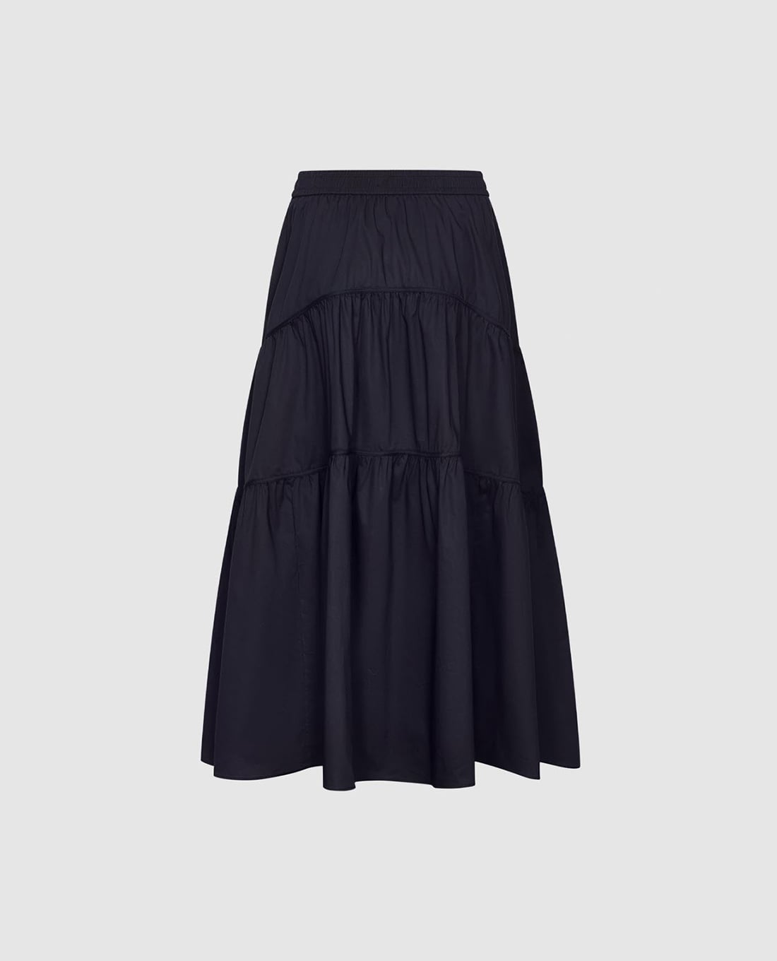 Chân váy chữ A midi xếp tầng lưng thun Urban Revivo