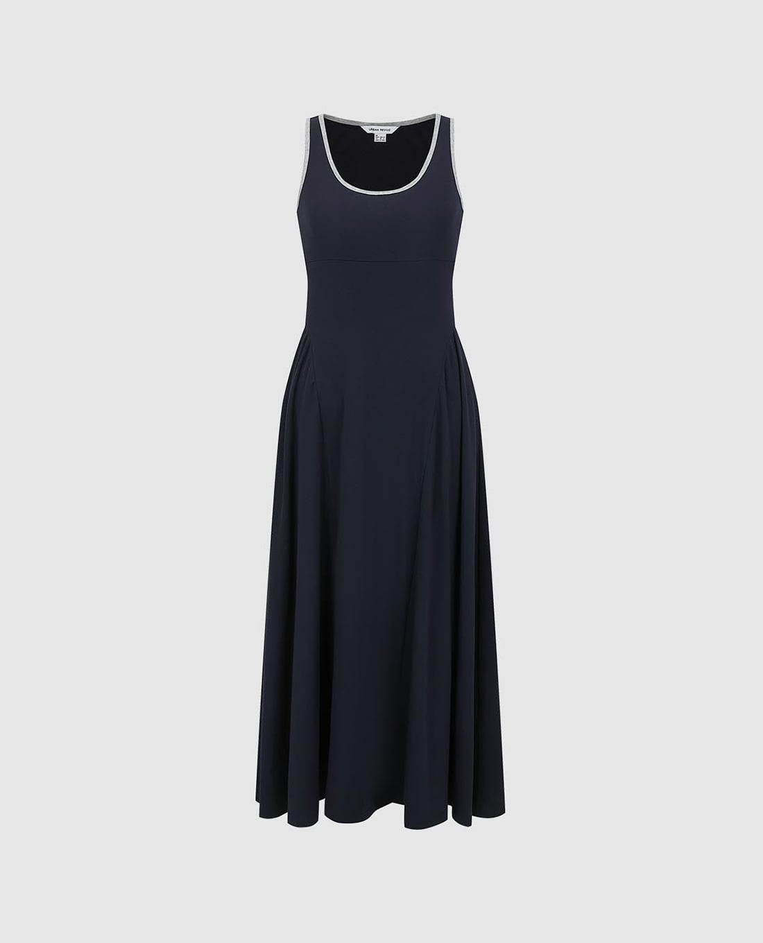 URBAN REVIVO - Đầm sát nách maxi phối viền dáng xòe