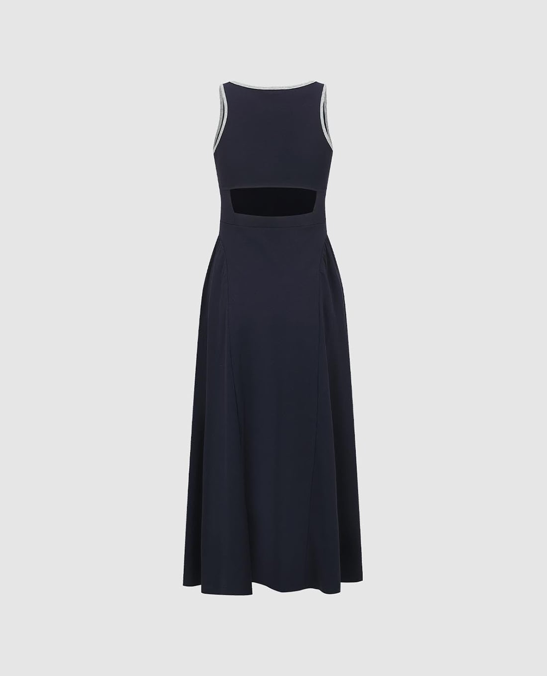URBAN REVIVO đầm sát nách maxi phối viền dáng xòe