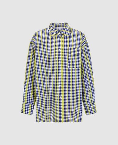  URBAN REVIVO - Áo sơ mi nữ cổ bẻ tay dài kẻ caro 