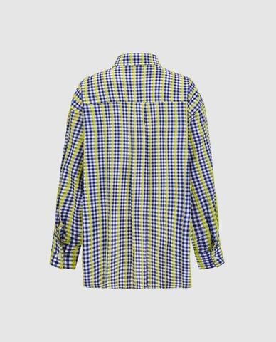  URBAN REVIVO - Áo sơ mi nữ cổ bẻ tay dài kẻ caro 