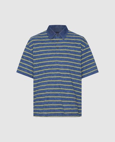  URBAN REVIVO - Áo polo nam cổ bẻ tay ngắn kẻ sọc 