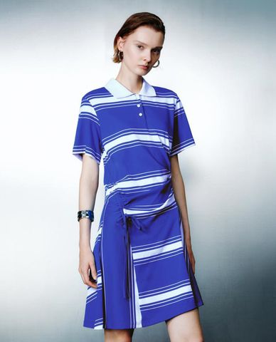  URBAN REVIVO - Đầm polo mini tay ngắn kẻ sọc 