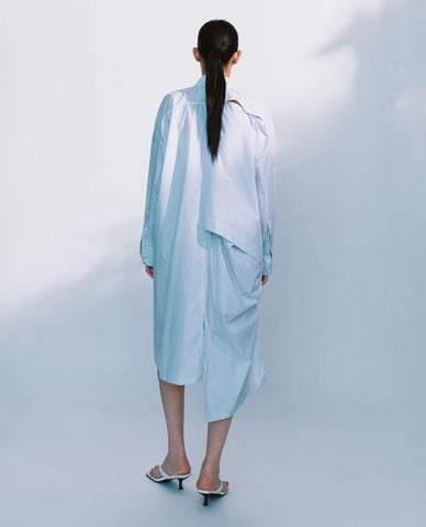  URBAN REVIVO - Đầm sơ mi midi tay dài cut out phom suông 