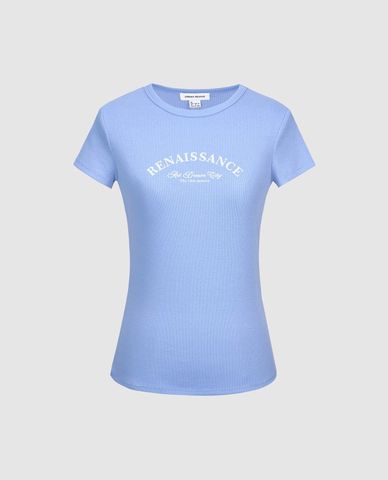  URBAN REVIVO - Áo thun nữ cổ tròn tay ngắn phom ôm 