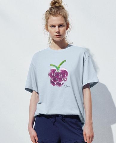  URBAN REVIVO - Áo thun nữ cổ tròn tay ngắn in họa tiết 