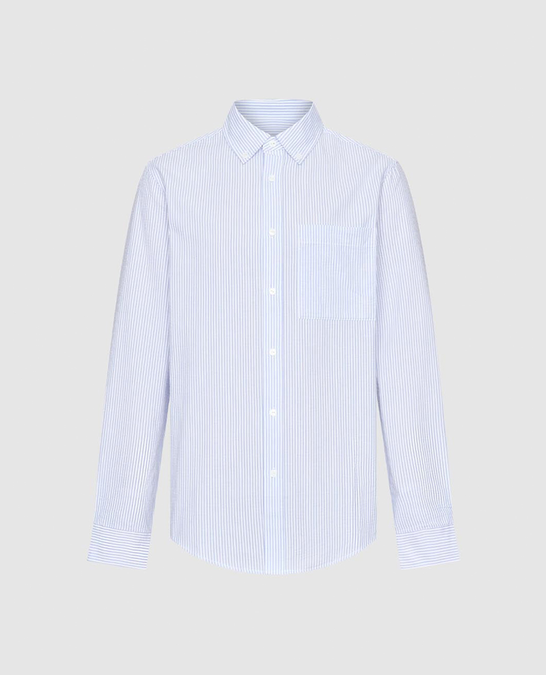 URBAN REVIVO - Áo sơ mi nam cổ bẻ tay dài phối sọc