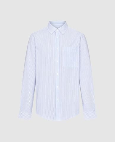  URBAN REVIVO - Áo sơ mi nam cổ bẻ tay dài phối sọc 