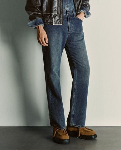  URBAN REVIVO - Quần jeans nam ống đứng wash bạc 