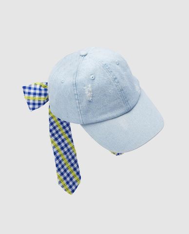  URBAN REVIVO - Nón bóng chày nữ phối nơ caro 