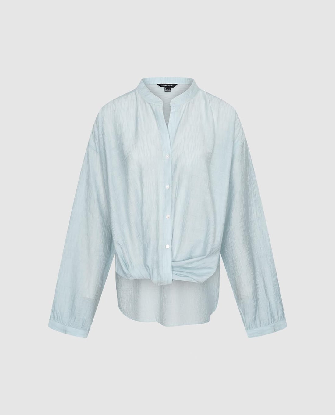 URBAN REVIVO - Áo sơ mi nữ cổ trụ tay dài dáng xoắn