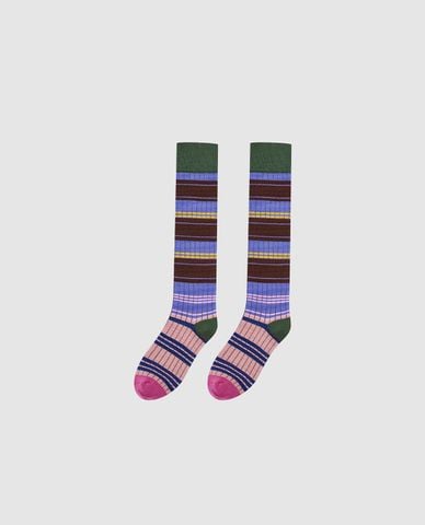  URBAN REVIVO - Vớ nữ cổ cao họa tiết kẻ sọc 