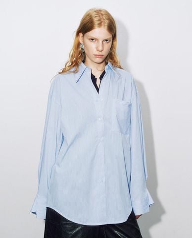  URBAN REVIVO - Áo sơ mi nữ tay dài kẻ sọc 