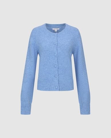  URBAN REVIVO - Áo khoác cardigan nữ cổ tròn tay dài phom ôm 