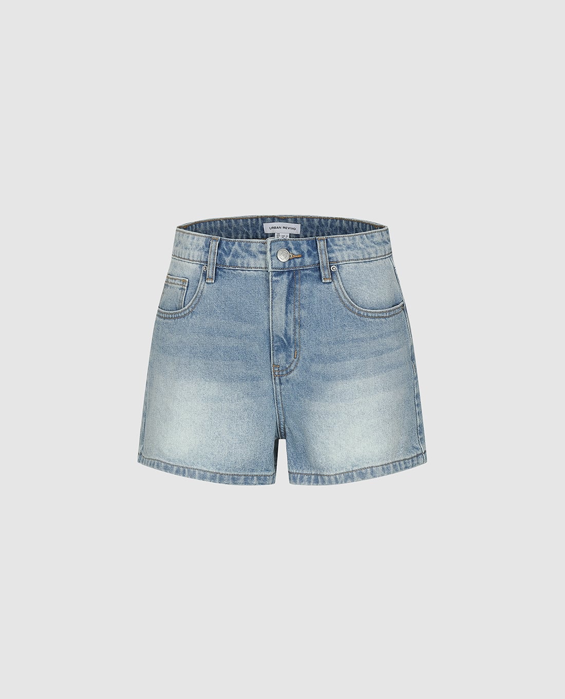 URBAN REVIVO - Quần short jeans nữ wash bạc cá tính
