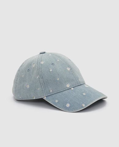  URBAN REVIVO - Nón bóng chày nữ denim họa tiết hoa 