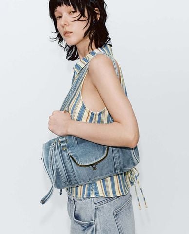  URBAN REVIVO - Túi đeo vai nữ dáng dài tua rua 