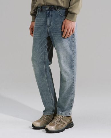  URBAN REVIVO - Quần jeans nam ống đứng wash bạc 