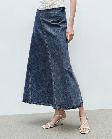  URBAN REVIVO - Chân váy denim midi phom chữ A 
