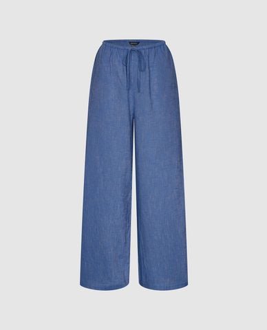  URBAN REVIVO - Quần nữ ống rộng lưng thun phối dây rút 