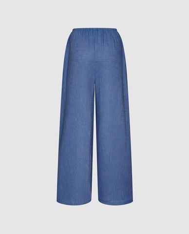  URBAN REVIVO - Quần nữ ống rộng lưng thun phối dây rút 