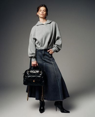  URBAN REVIVO - Chân váy denim midi dáng chữ A 