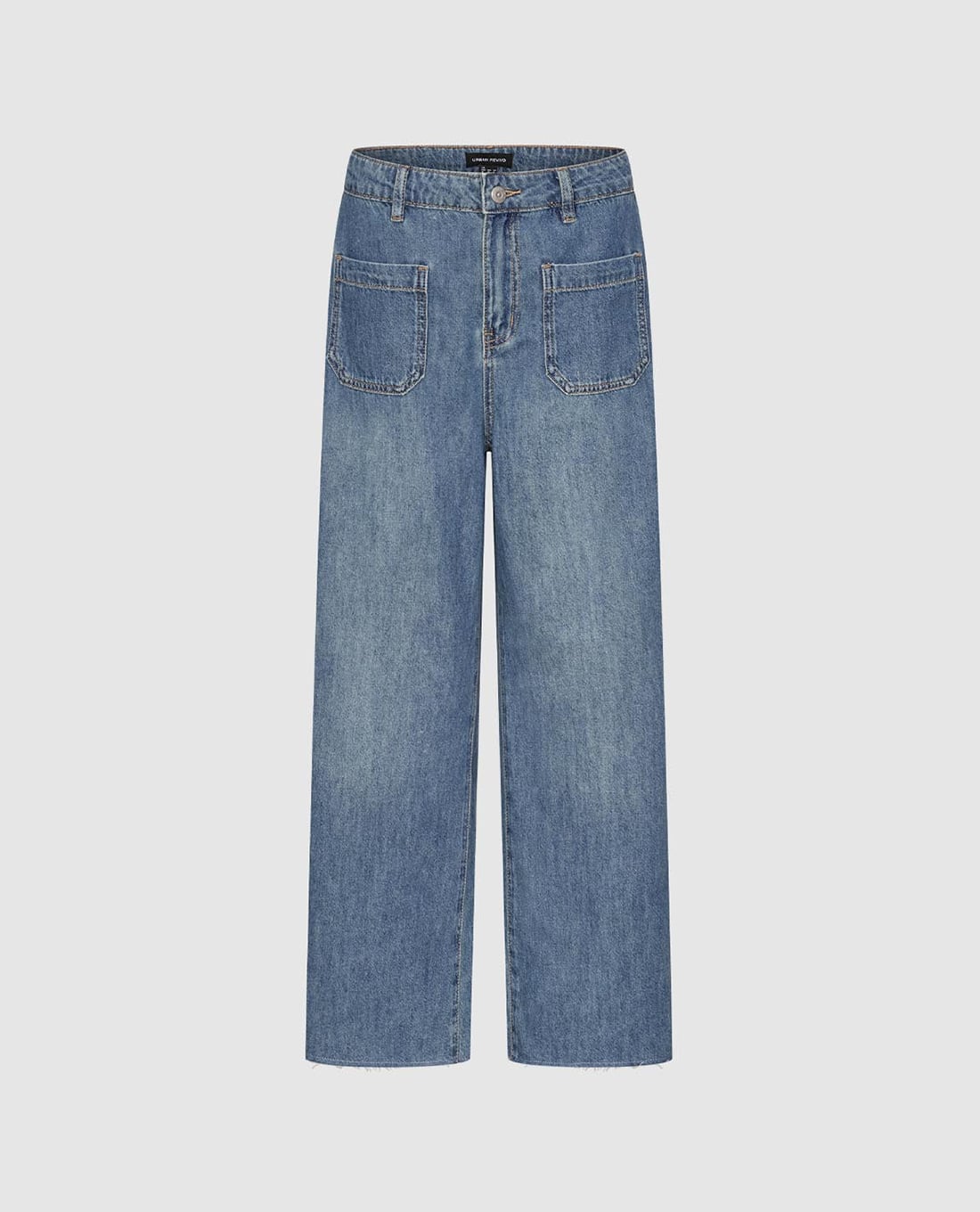 URBAN REVIVO - Quần jeans nữ ống rộng phối túi hộp