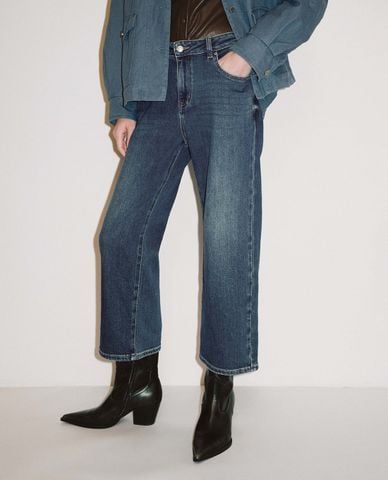  URBAN REVIVO - Quần jeans nữ ống đứng wash bạc 