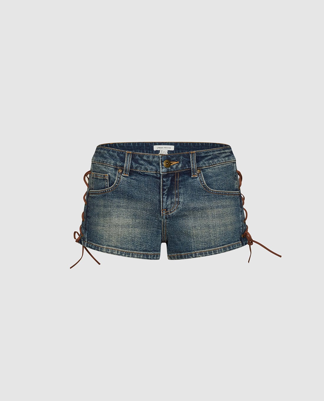 URBAN REVIVO - Quần short jeans nữ đan dây