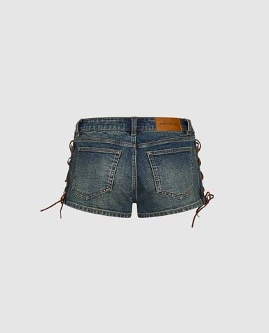  URBAN REVIVO - Quần short jeans nữ đan dây 