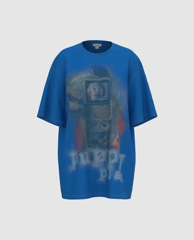  URBAN REVIVO - Áo thun nữ cổ tròn tay ngắn in họa tiết 