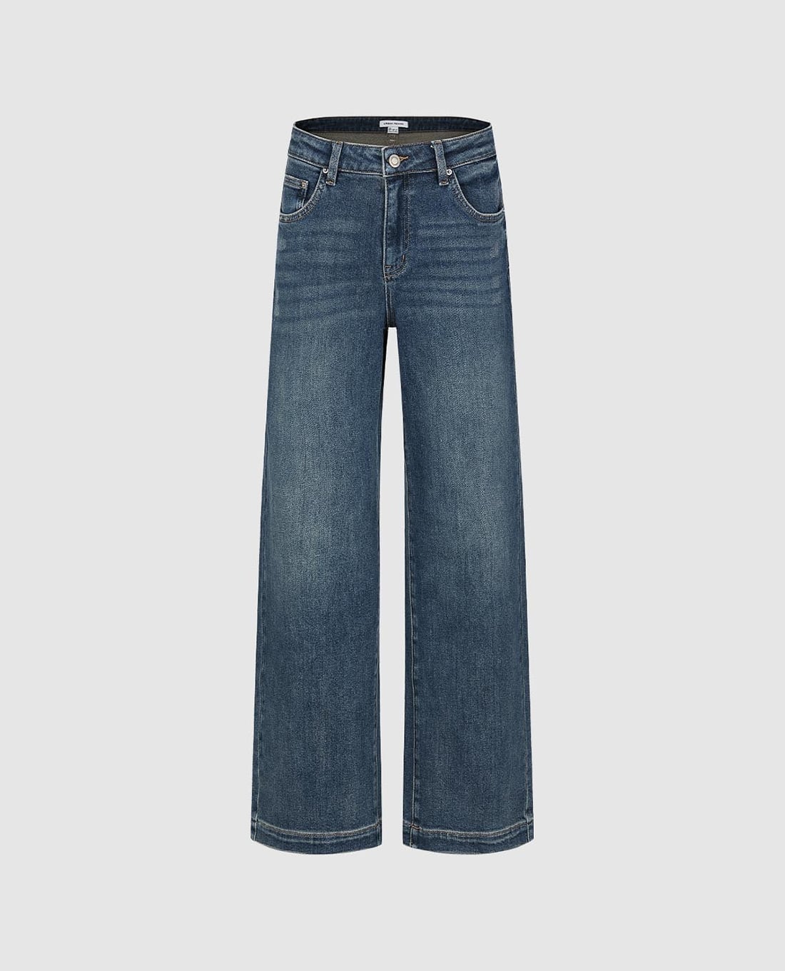 URBAN REVIVO - Quần jeans nữ ống rộng wash bạc