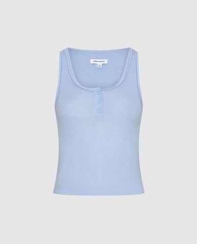  URBAN REVIVO - Áo dệt kim nữ cổ tròn sát nách phối nút 