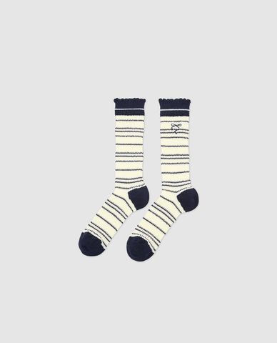  URBAN REVIVO - Vớ nữ cổ cao họa tiết kẻ sọc 