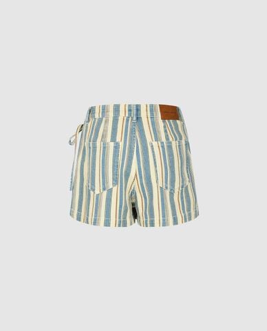  URBAN REVIVO - Quần short giả váy denim nữ kẻ sọc 