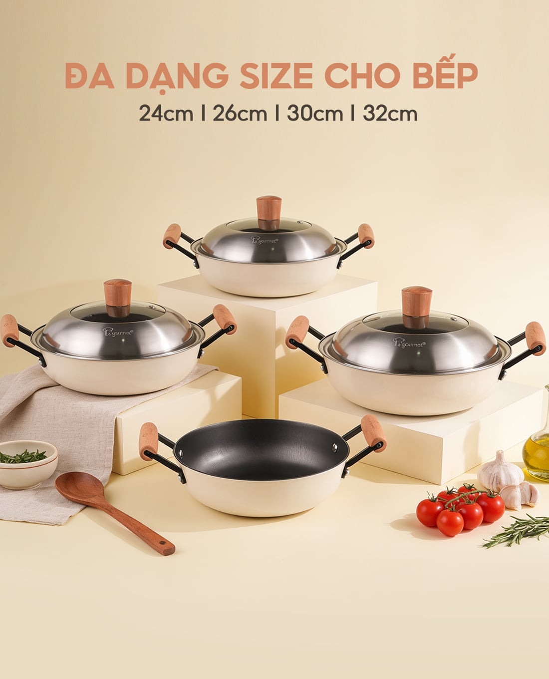 LA GOURMET - Chảo gang tráng men 2 tay cầm Nitrigan