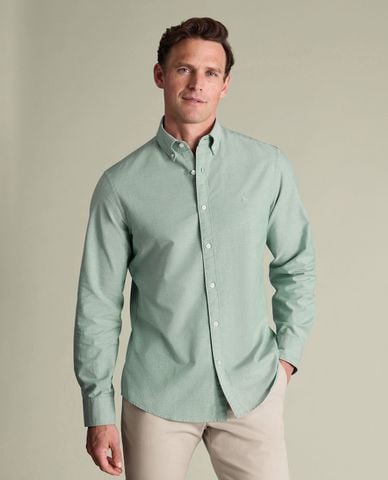  CHARLES TYRWHITT - Áo sơ mi nam cổ bẻ tay dài Washed Oxford 