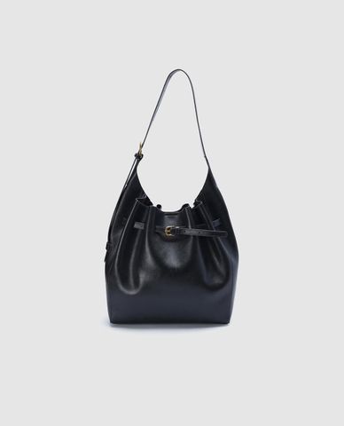  URBAN REVIVO - Túi đeo vai nữ hình thang phối dây rút 