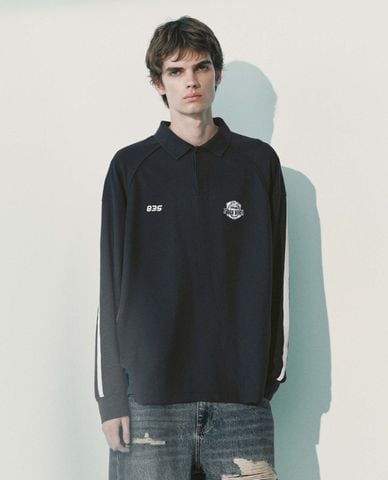  URBAN REVIVO - Áo polo nam tay dài phối màu thể thao 
