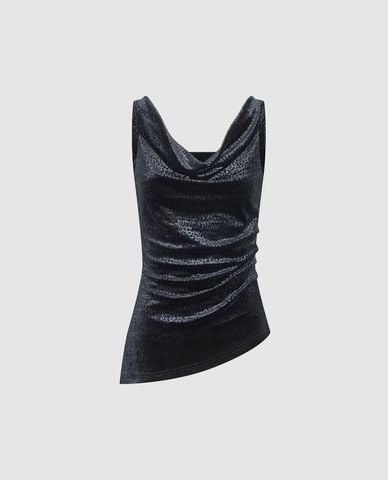  URBAN REVIVO - Áo sát nách nữ cổ đổ bất đối xứng 