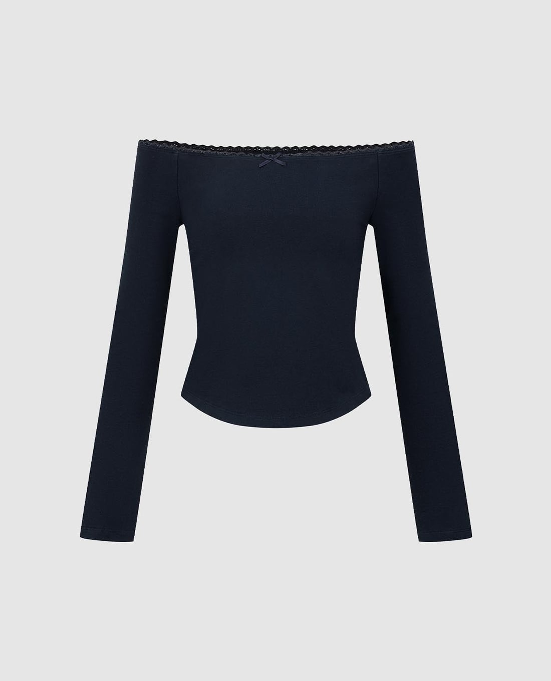 URBAN REVIVO - Áo trễ vai nữ tay dài phom ôm phối nơ