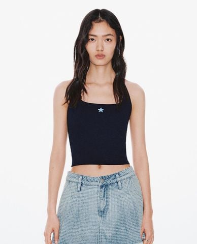  URBAN REVIVO - Áo kiểu nữ cổ yếm phom croptop 